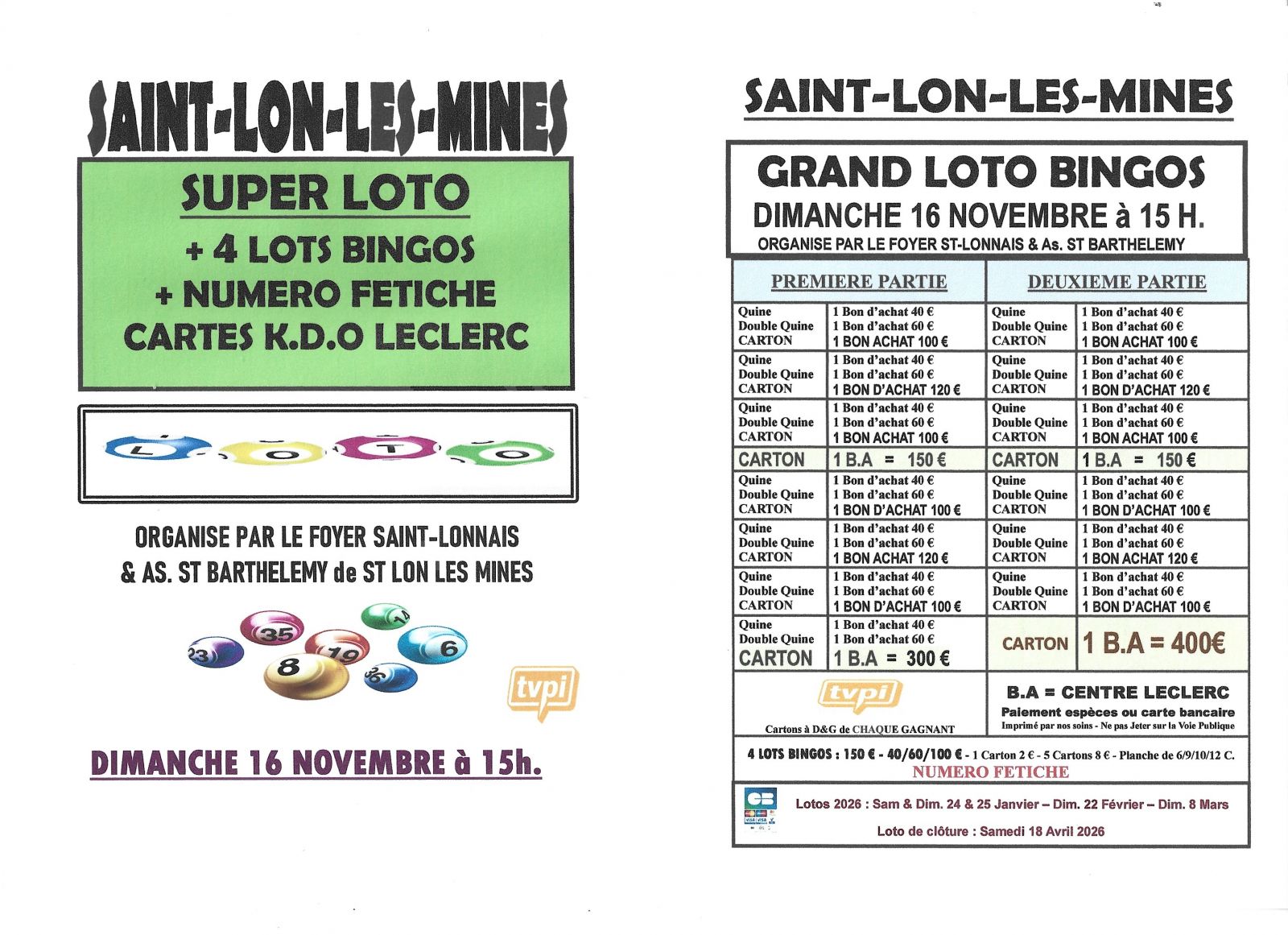 SUPER LOTO BINGOS AVEC FETICHE