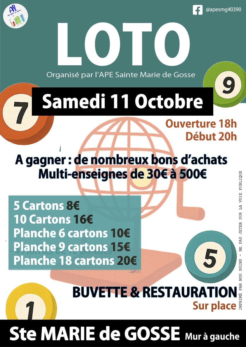 Loto organisé par l'Association des Parents d' ...