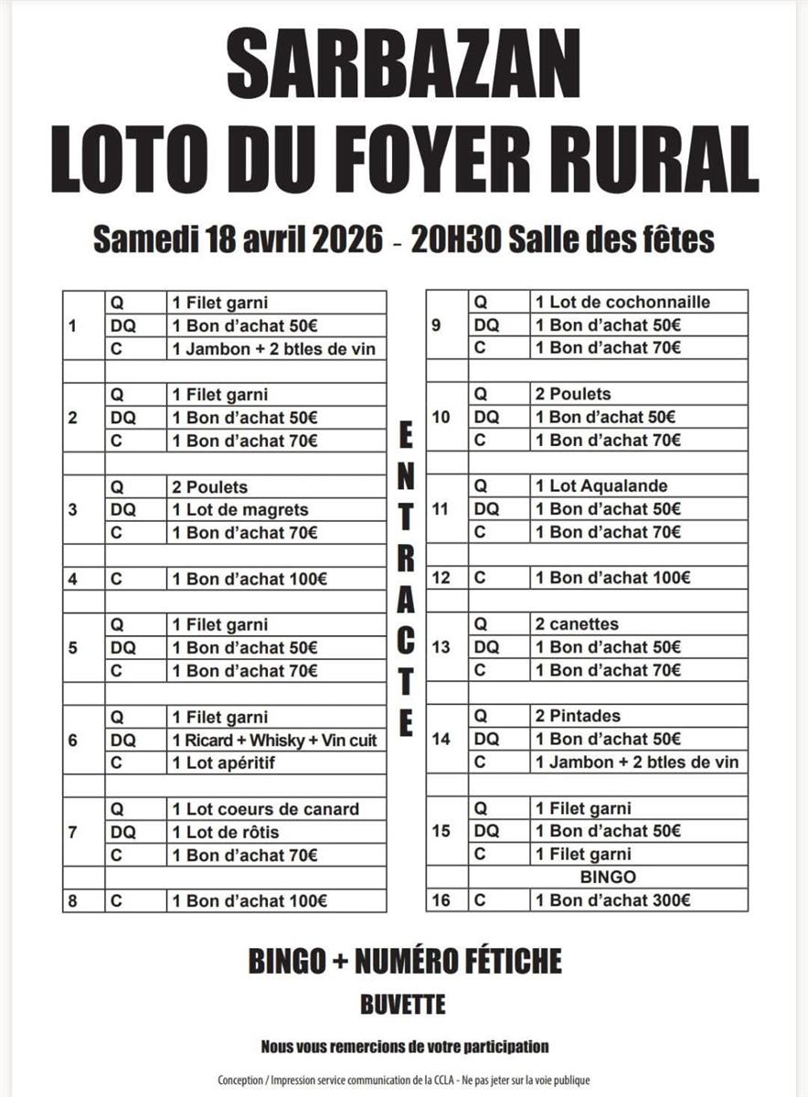 Loto du Foyer Rural