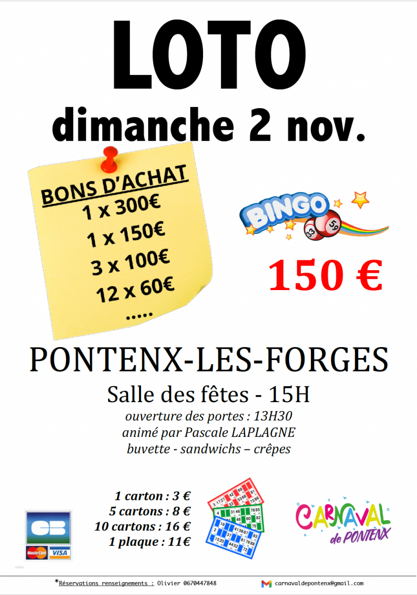 LOTO BINGO au profit du Carnaval de PONTENX