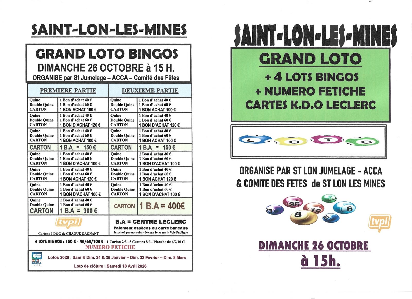 SUPER LOTO BINGOS AVEC FETICHE