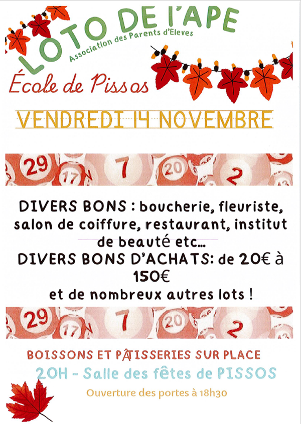 LOTO de l'APE de l'École de Pissos