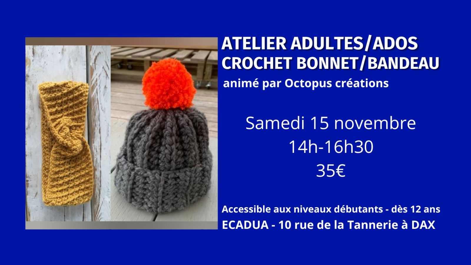 Atelier créatif Crochet (bonnet ou bandeau) /  ...