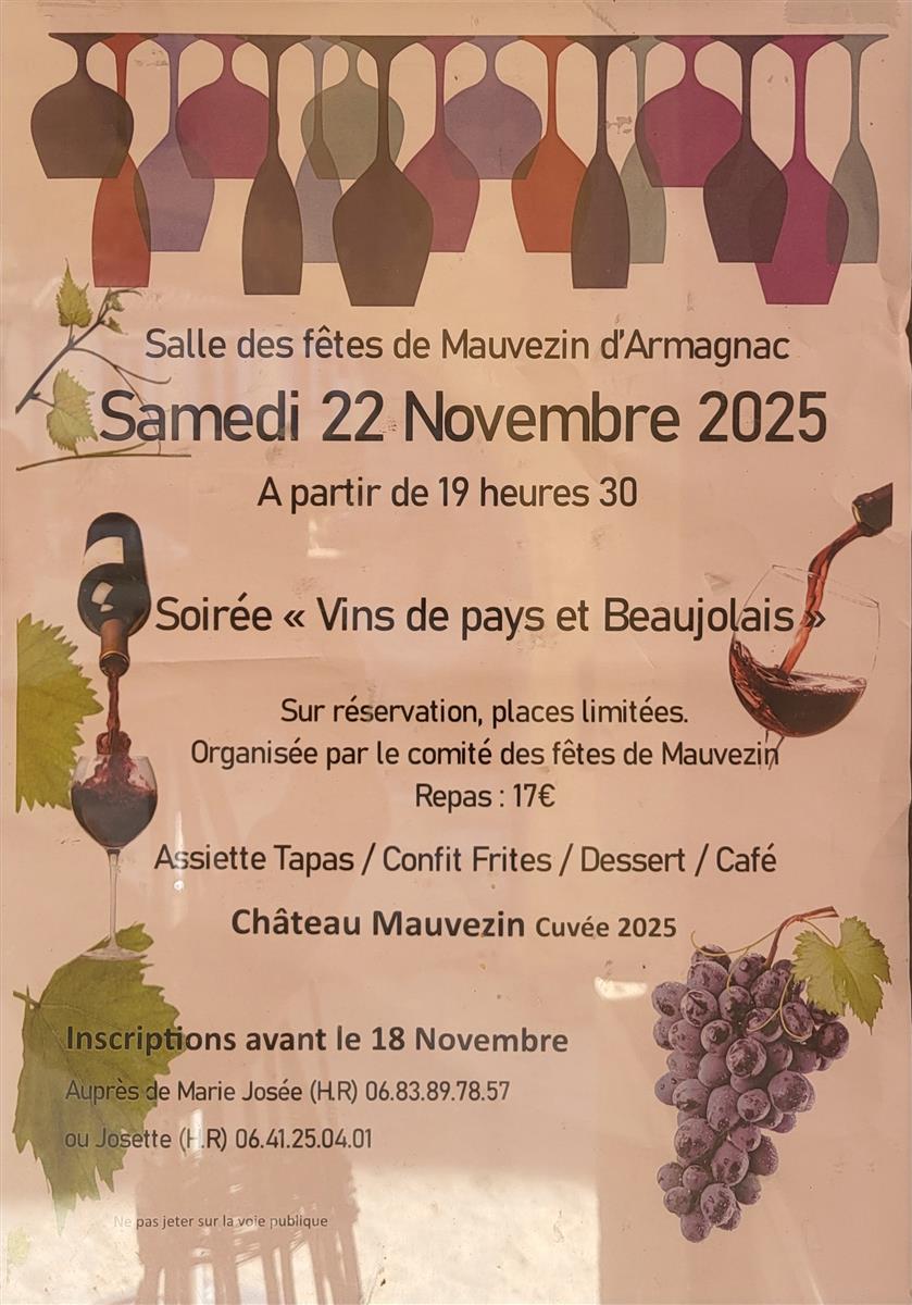 Soirée Vins de Pays et Beaujolais