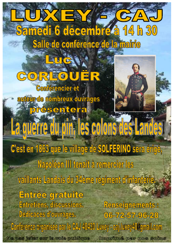 Conférence à LUXEY sur "LA GUERRE DU PIN, LES  ...