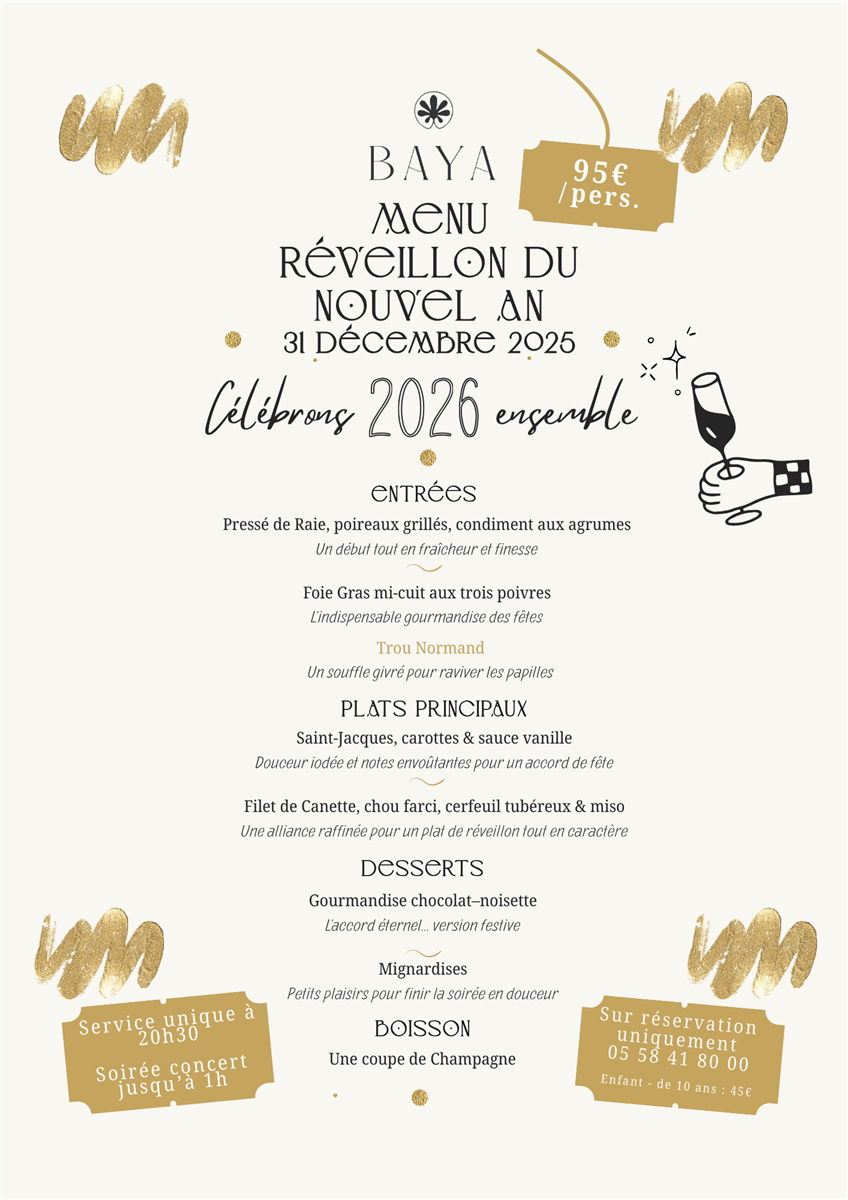 REVEILLON DU 31/12 AU BISTRO BAYA