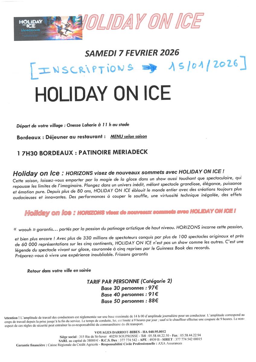 Holiday on ice - Inscriptions