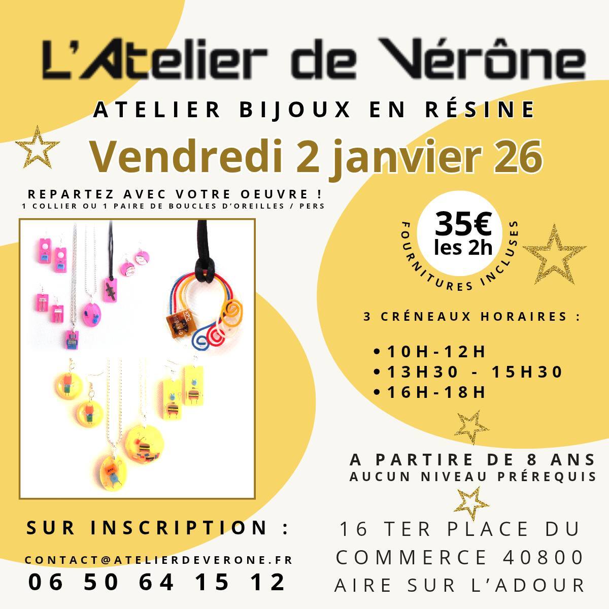 Atelier bijoux en résine