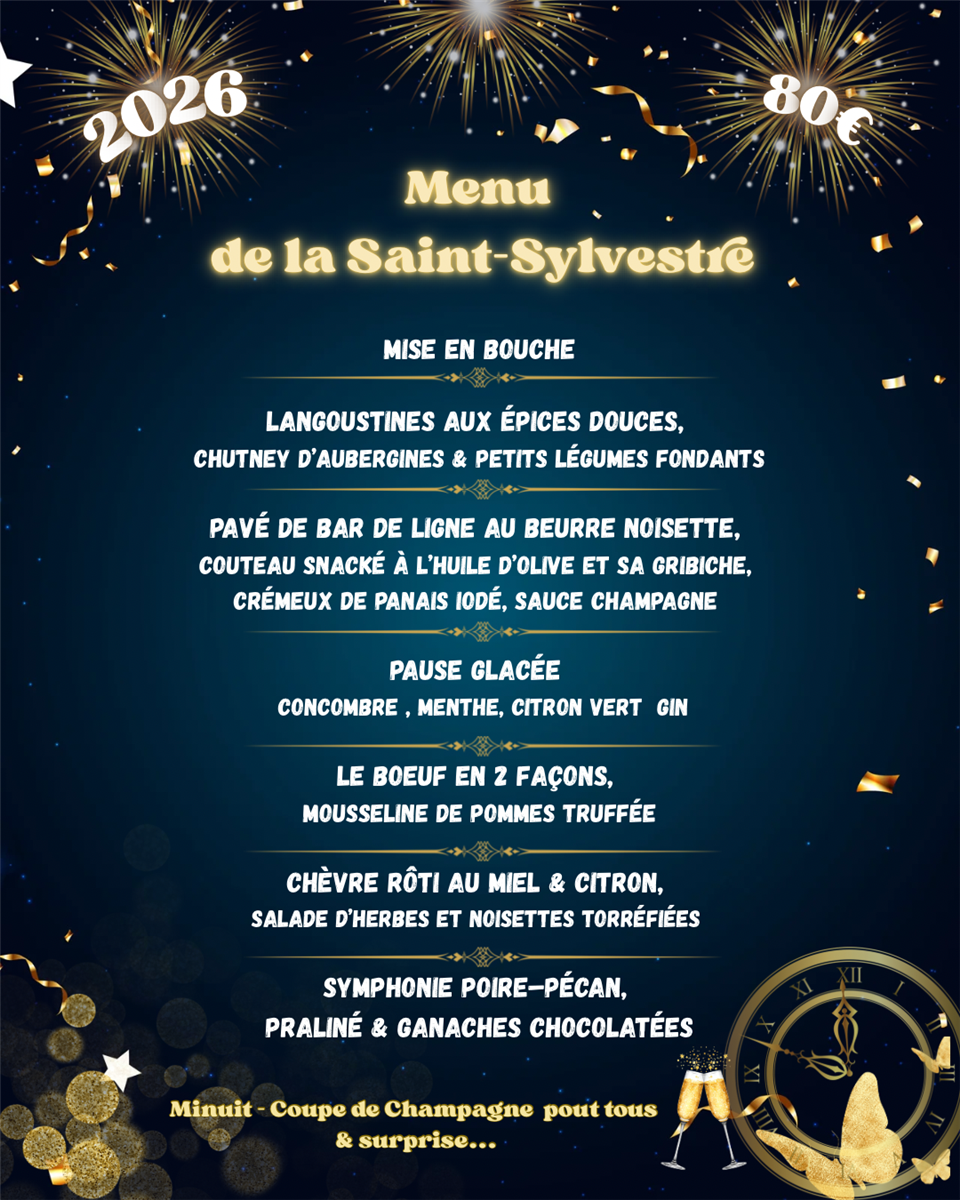 Menu de la St Sylvestre à la Ferme de Huchet
