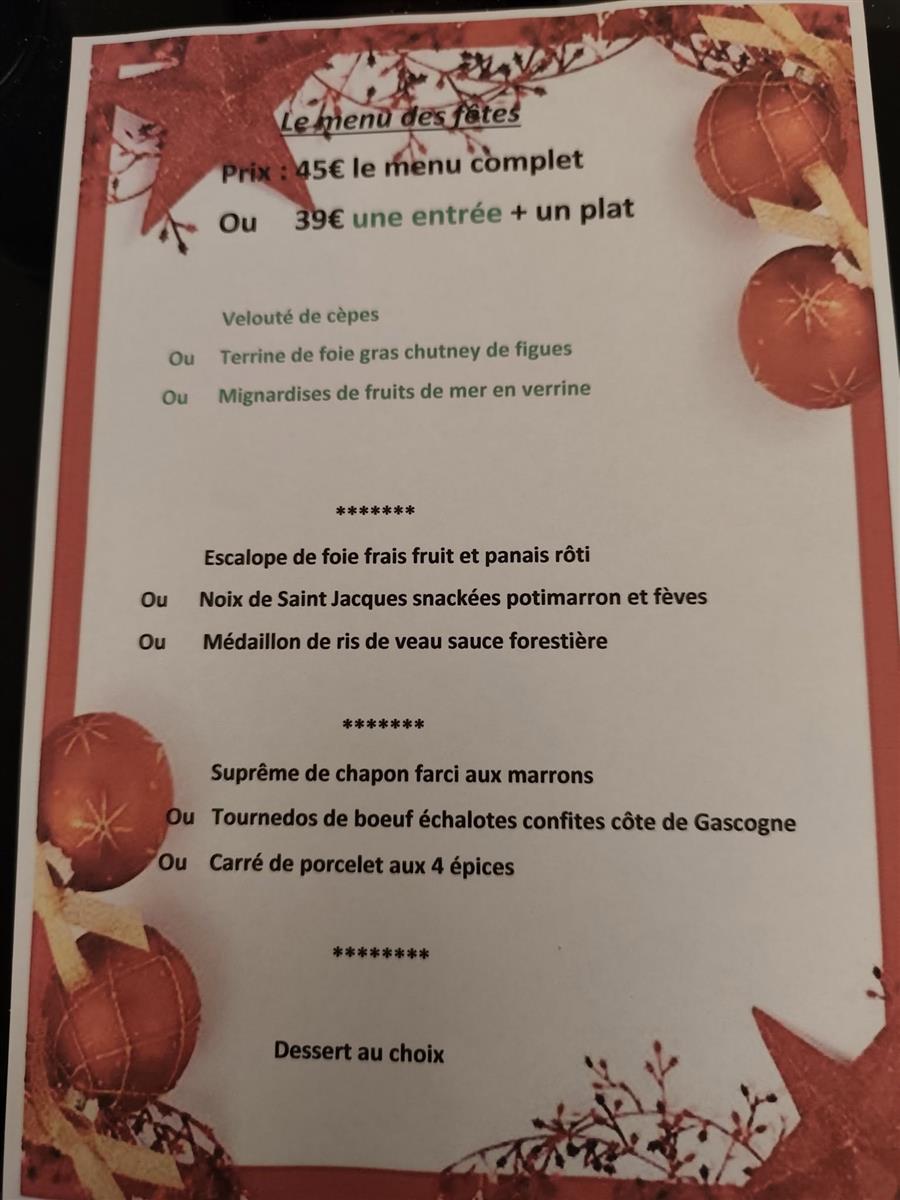 Menu des fêtes