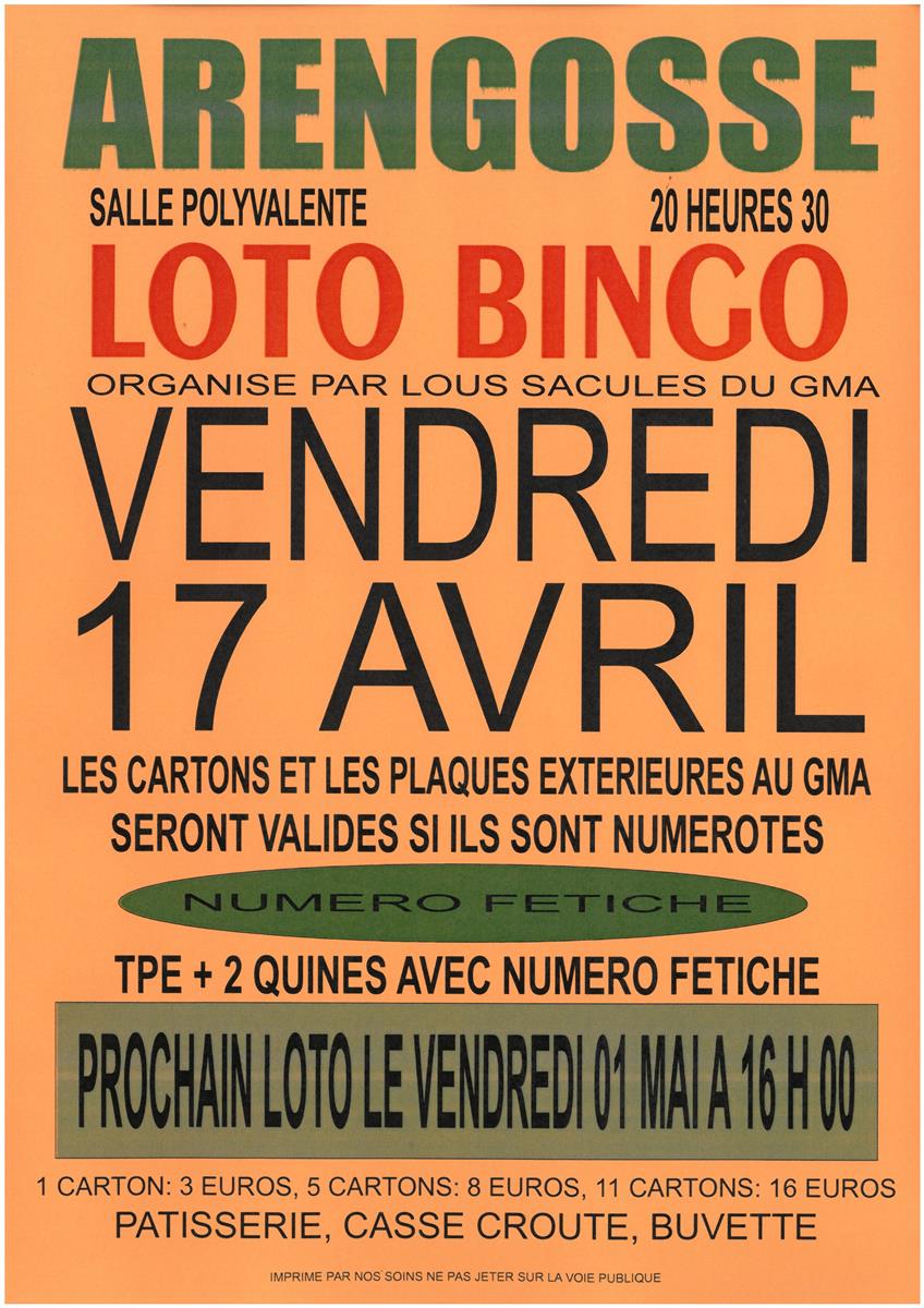Loto Bingo - Lous Sacules du GMA
