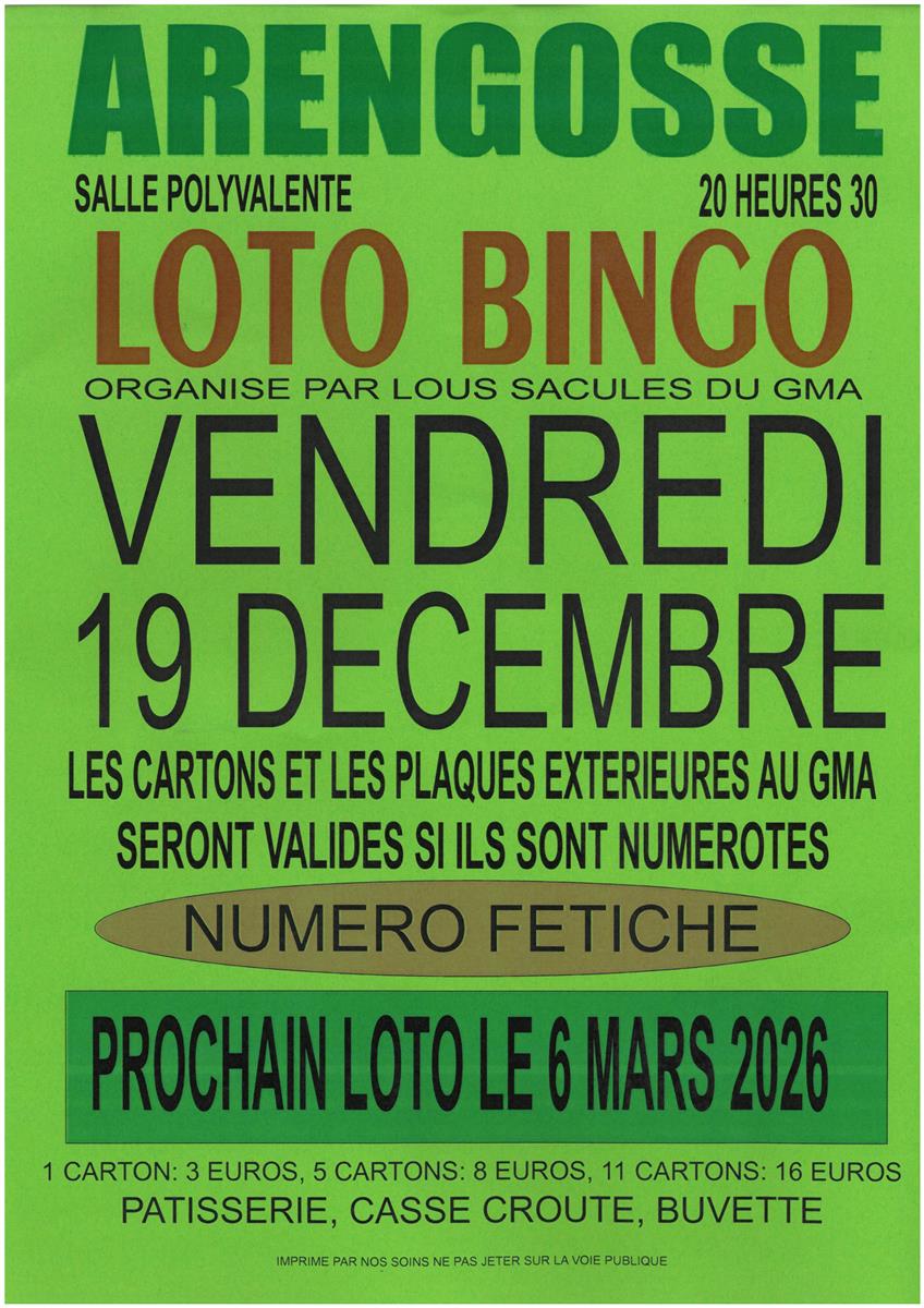 Loto Bingo Lous Sacules du GMA