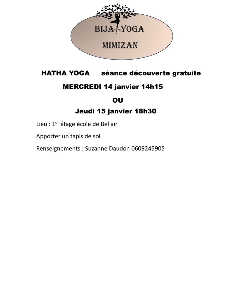 Séance découverte hatha yoga