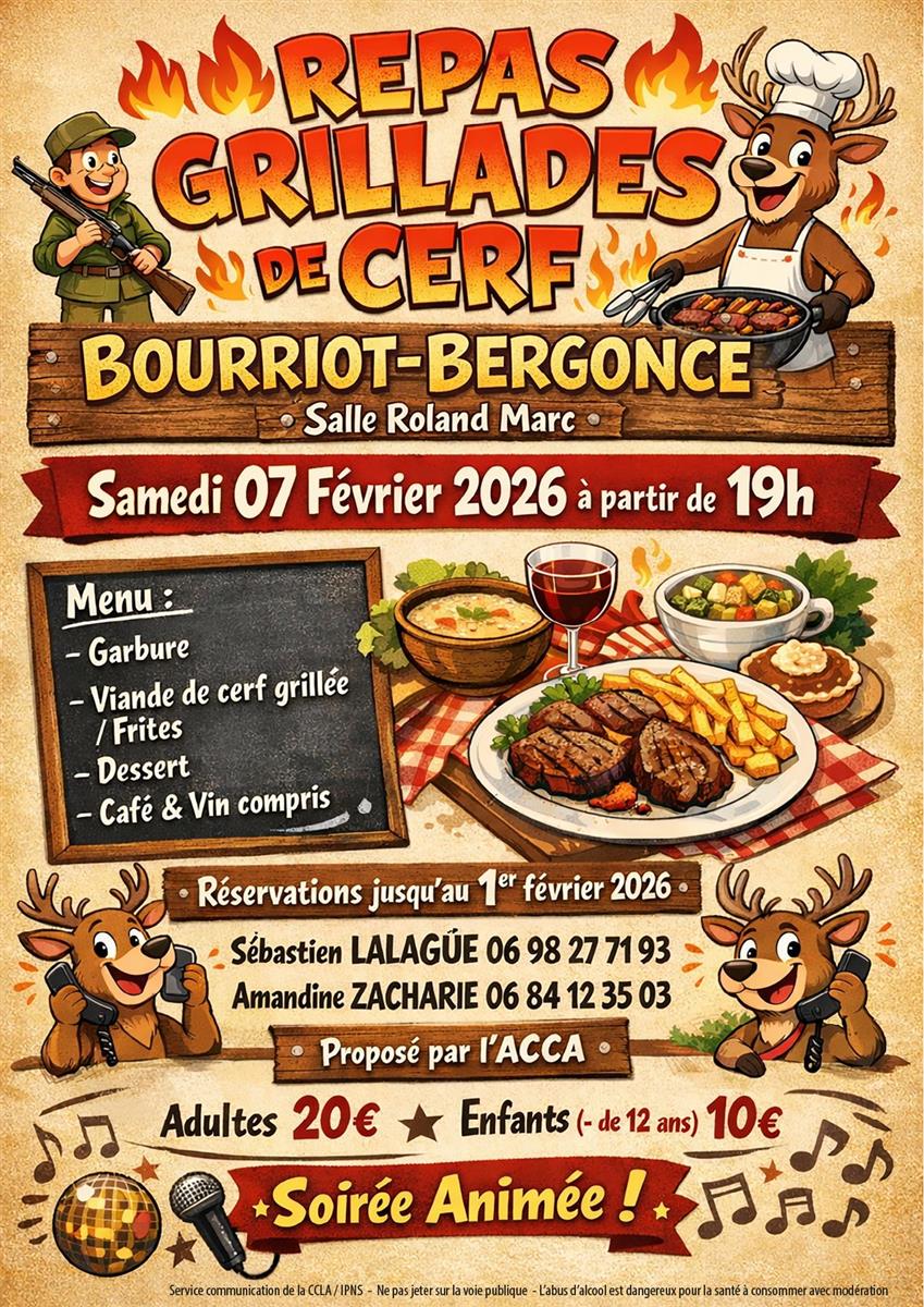 Repas grillades de cerf