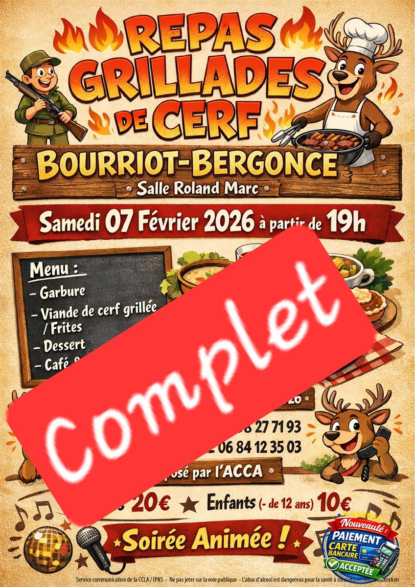 Repas grillades de cerf - COMPLET
