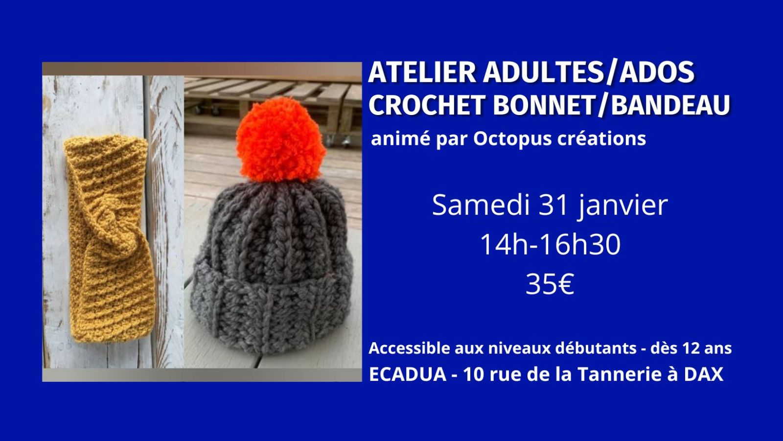 Atelier créatif crochet (bonnet ou bandeau) /  ...