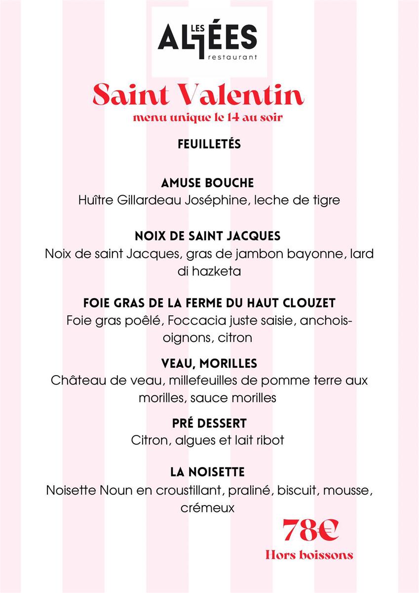 Menu Saint-Valentin