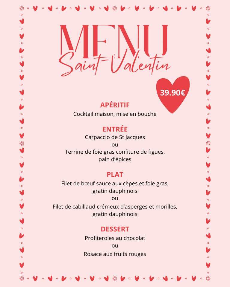 Menu Saint-Valentin au Comptoir de l'Adour