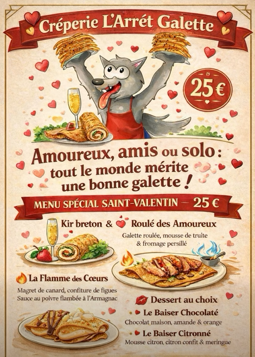 Menu de la Saint Valentin