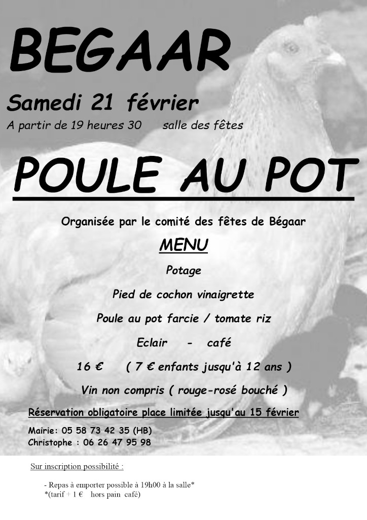 Repas Poule au pot