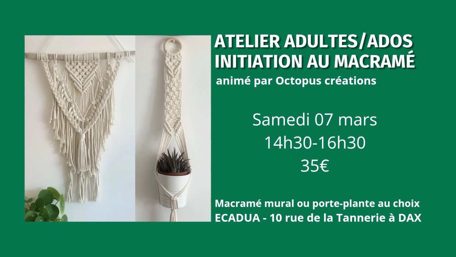 Atelier créatif Macramé / Adultes ou ados