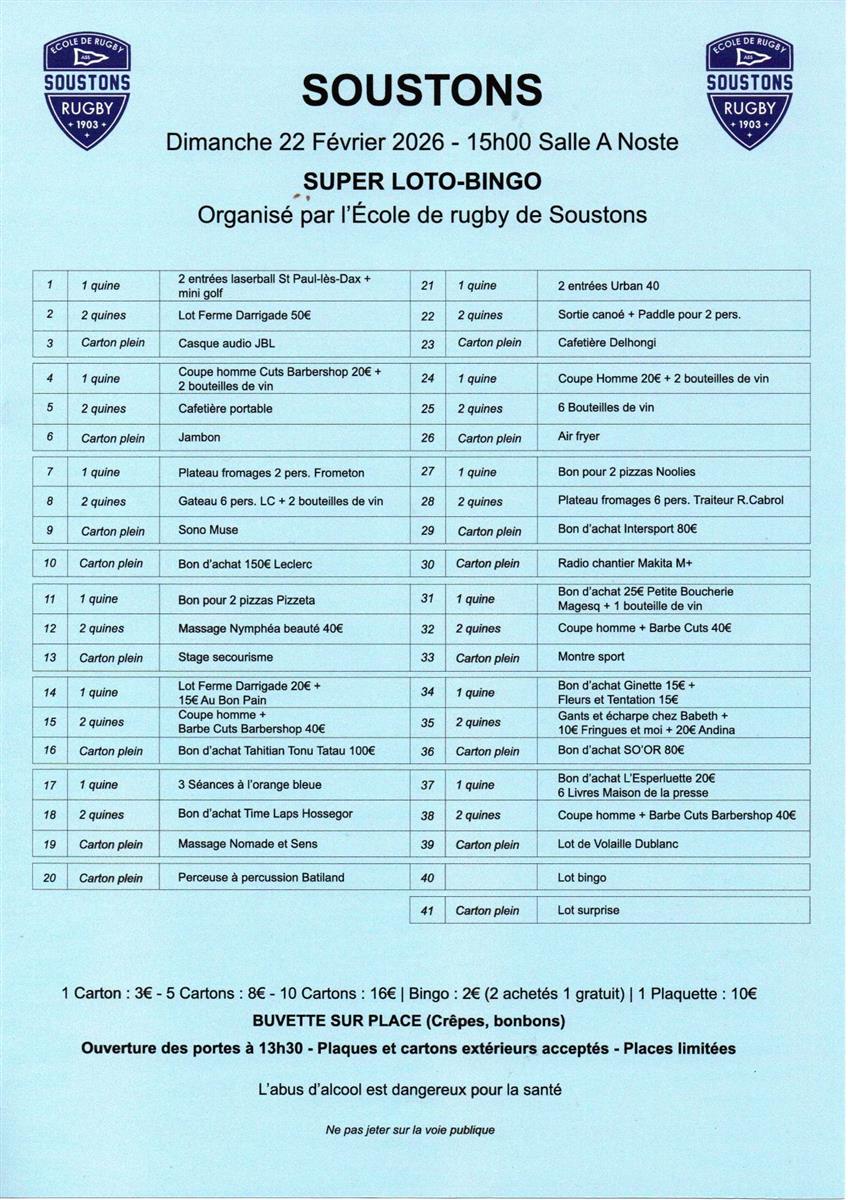Loto de l'Ecole de Rugby