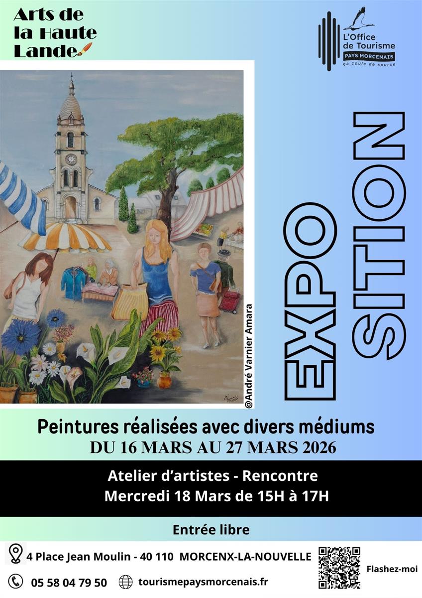 Exposition de peintures réalisées avec divers  ...