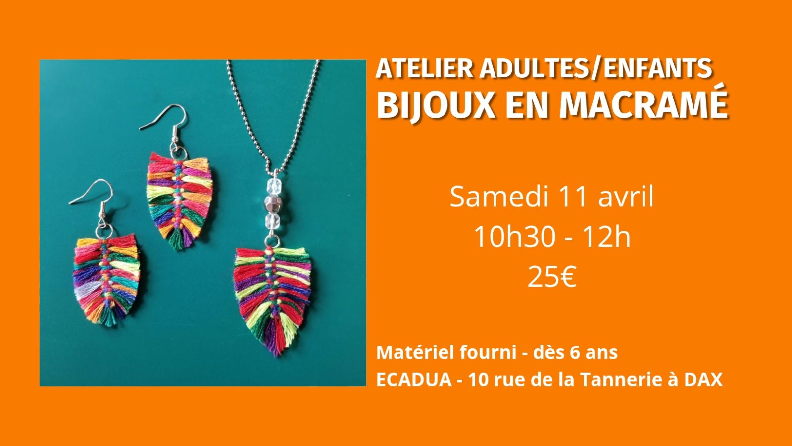 Atelier créatif Bijoux en macramé / Adultes ou ...