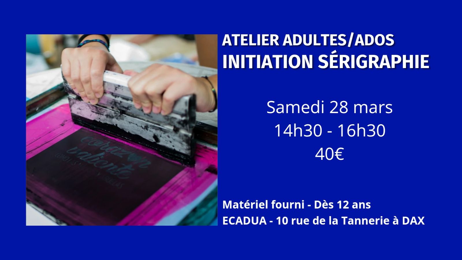 Atelier d'initiation à la sérigraphie / Adultes