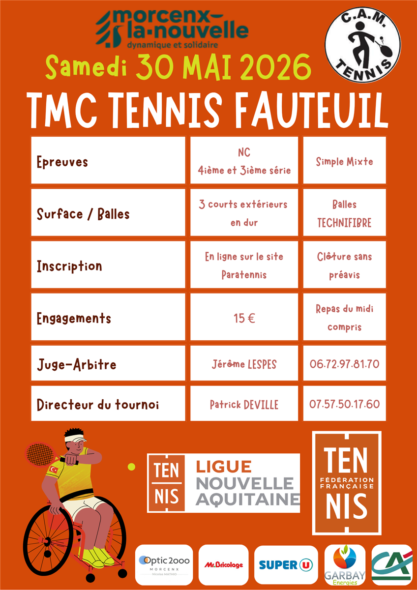 Tournoi Multi-Chance - Tennis Fauteuil - CAM T ...
