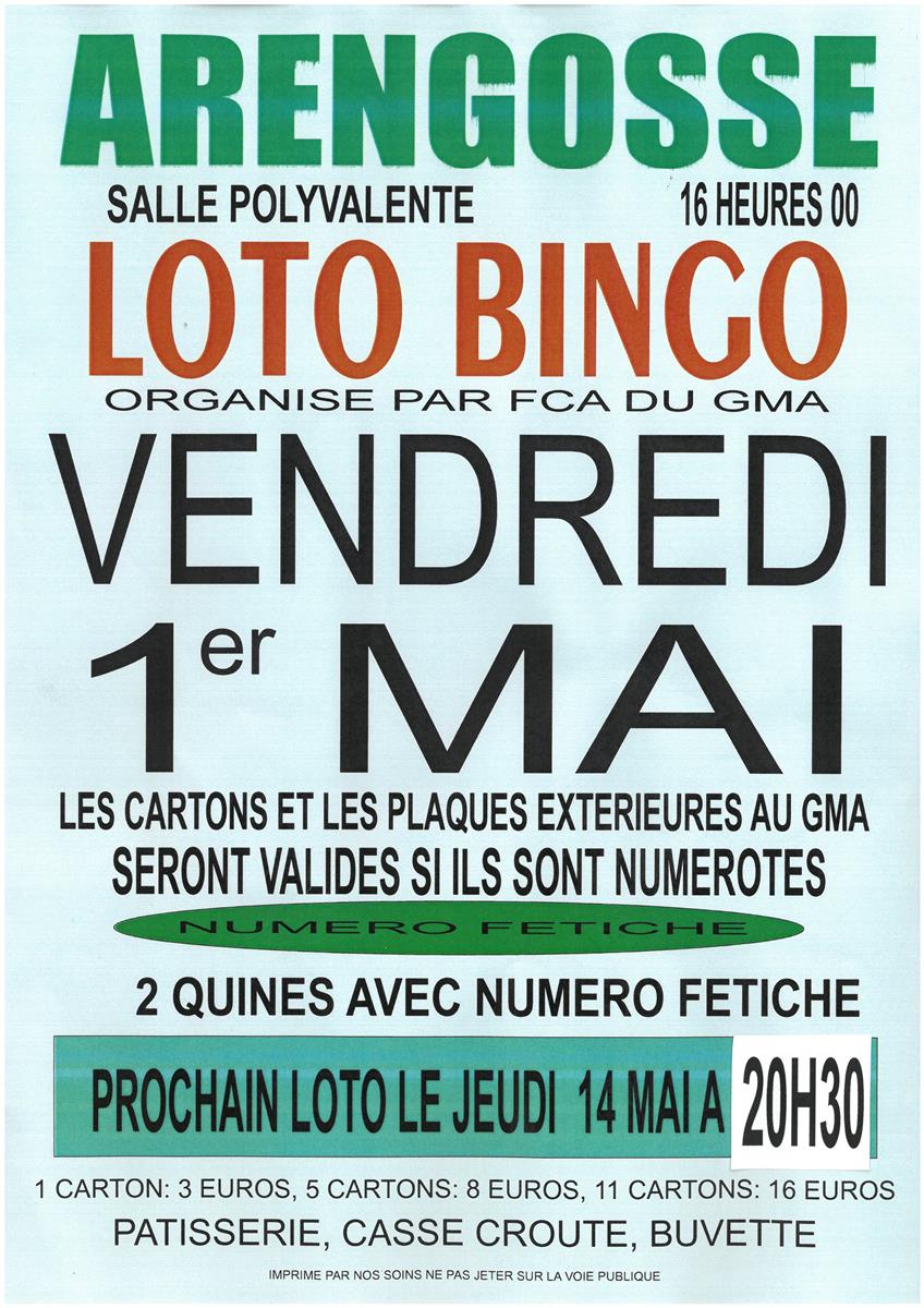Loto Bingo du FCA du GMA