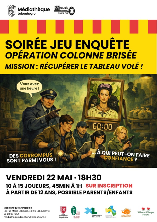 Soirée jeu enquête Opération Colonne Brisée