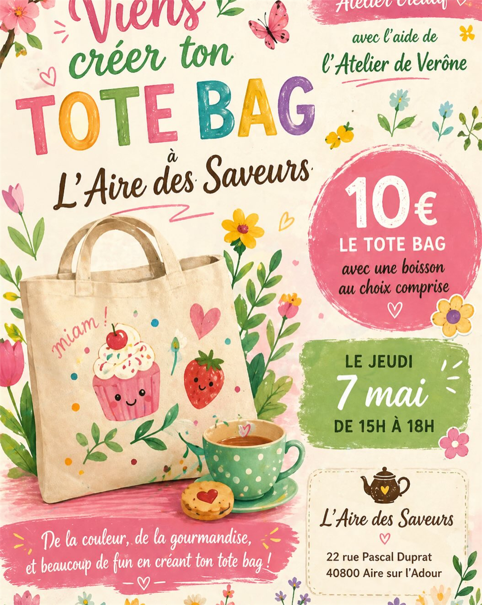 Atelier "Viens créer ton tote bag" à l'Aire de ...