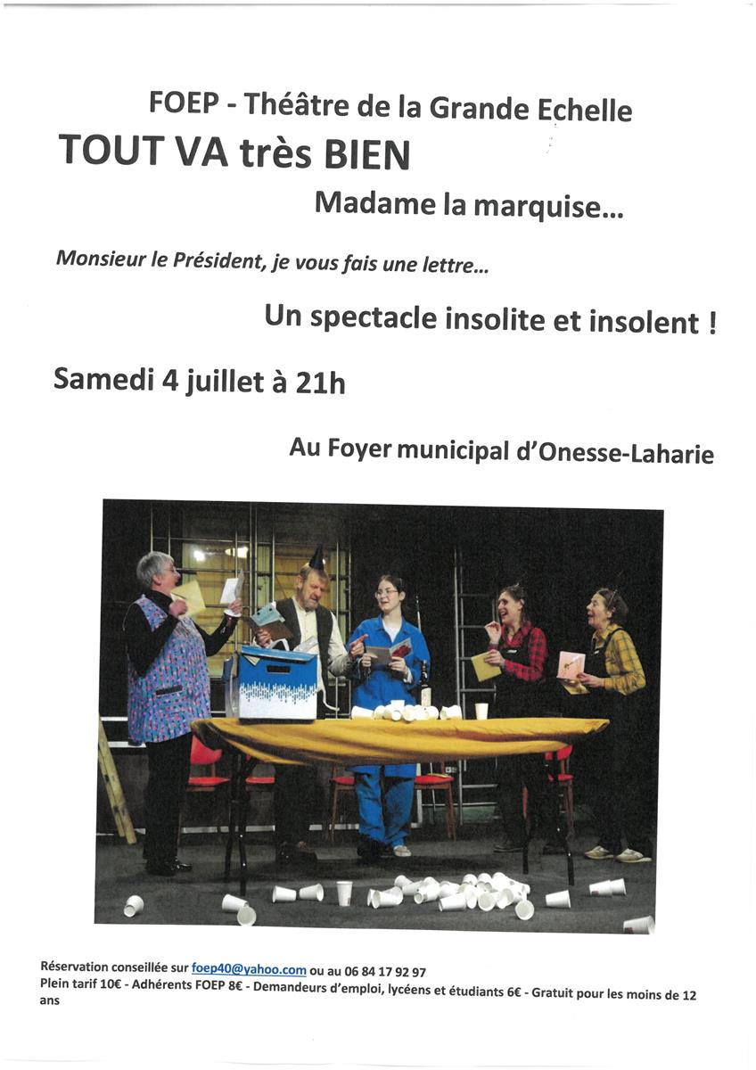 Soirée théâtre "Tout va très bien Madame La Ma ...