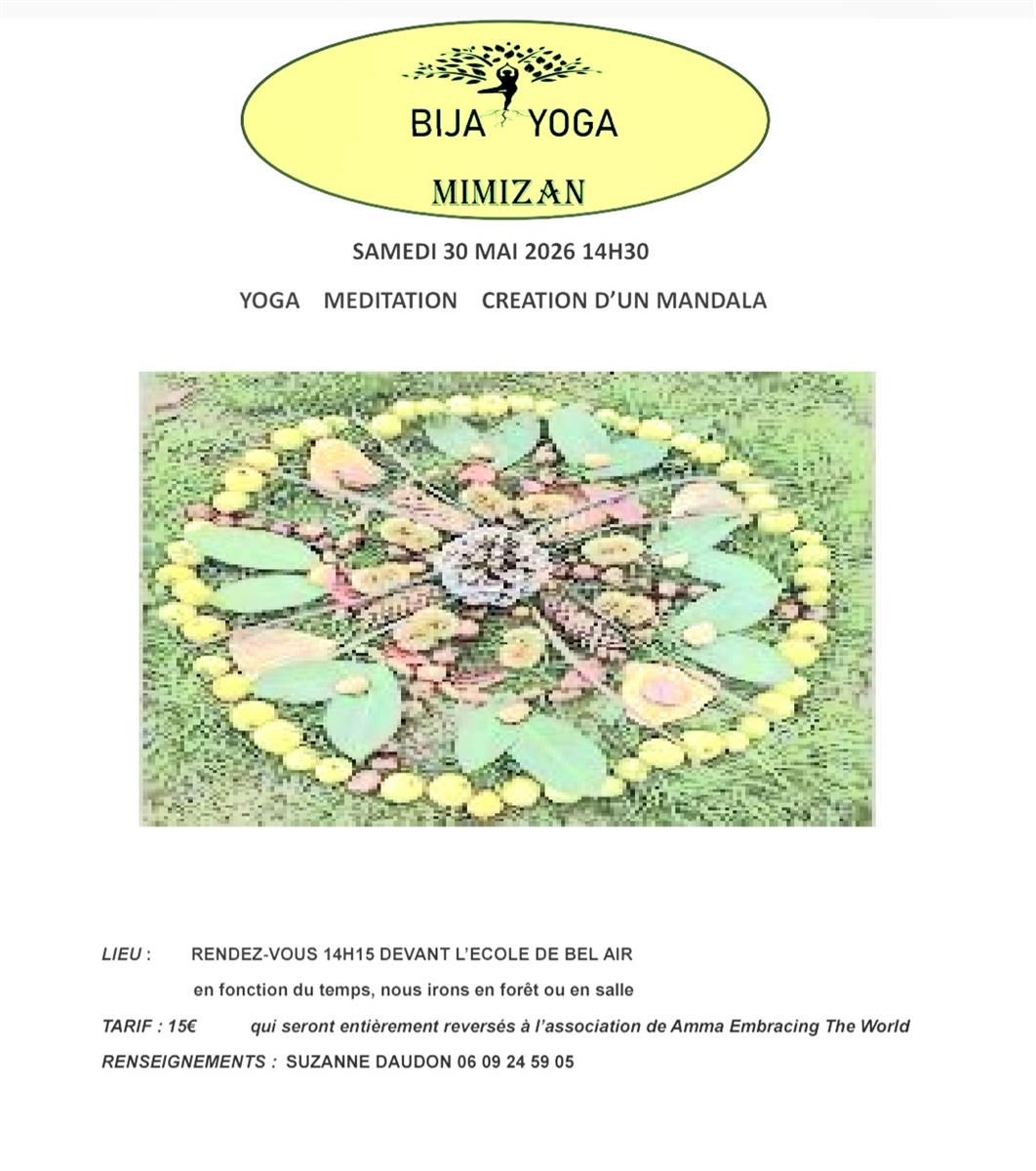 Yoga méditation création mandala en forêt