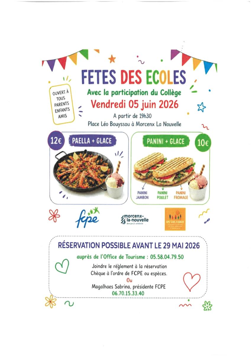 Fêtes des écoles - FCPE Morcenx