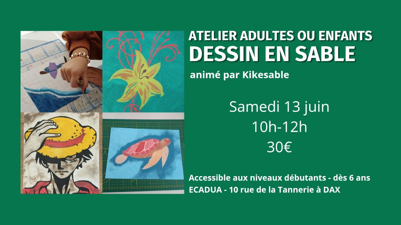 Atelier créatif Dessin en sable / Adultes ou e ...