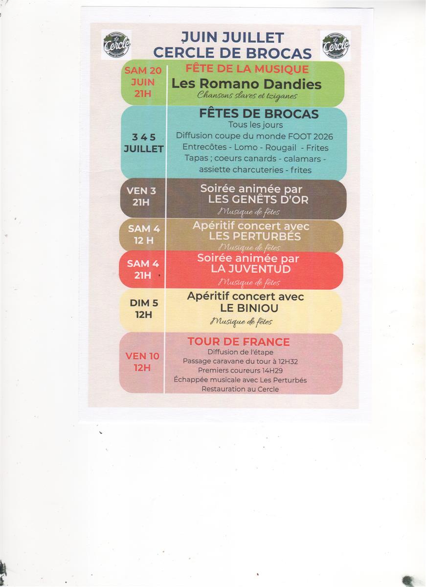 FETES DE BROCAS et Passage Tour de France