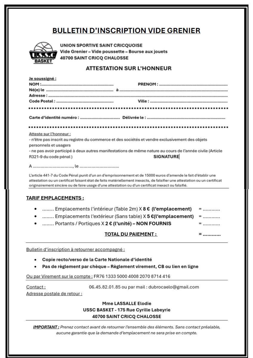 Vide Grenier / Vide poussette / Vide dressing