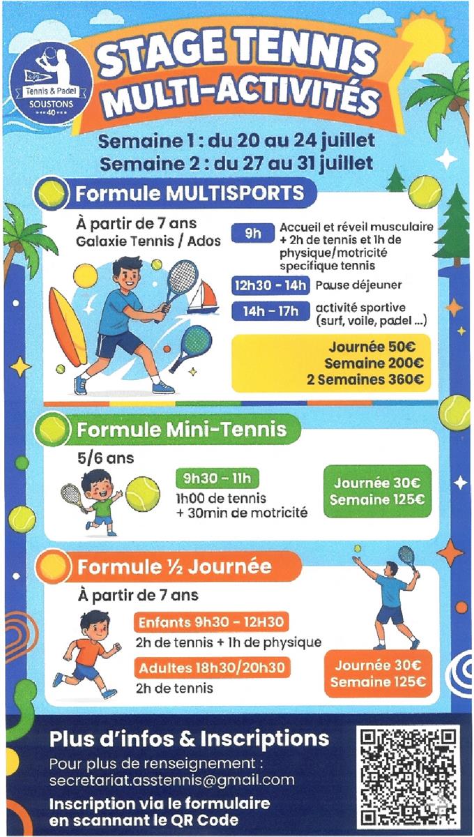 Stage tennis et multi-activités