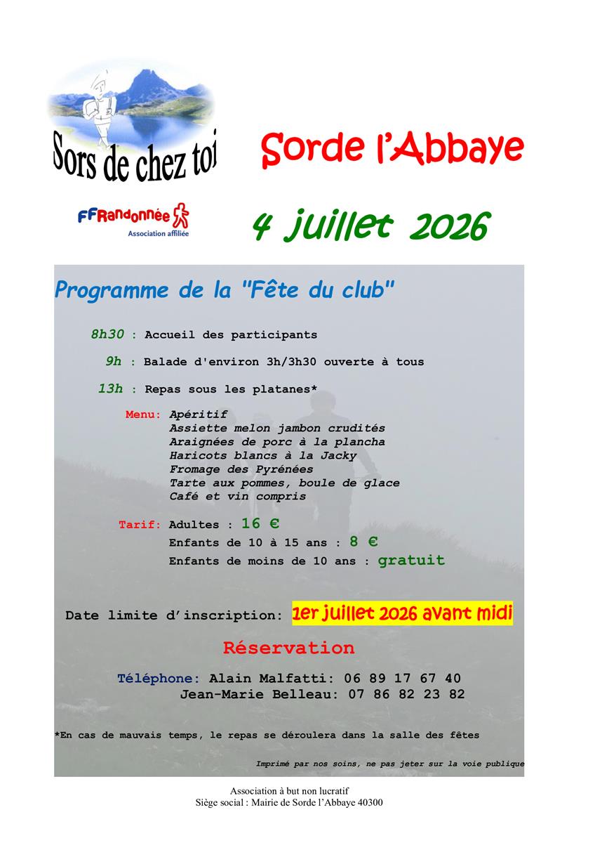 Fête du club sors de chez toi