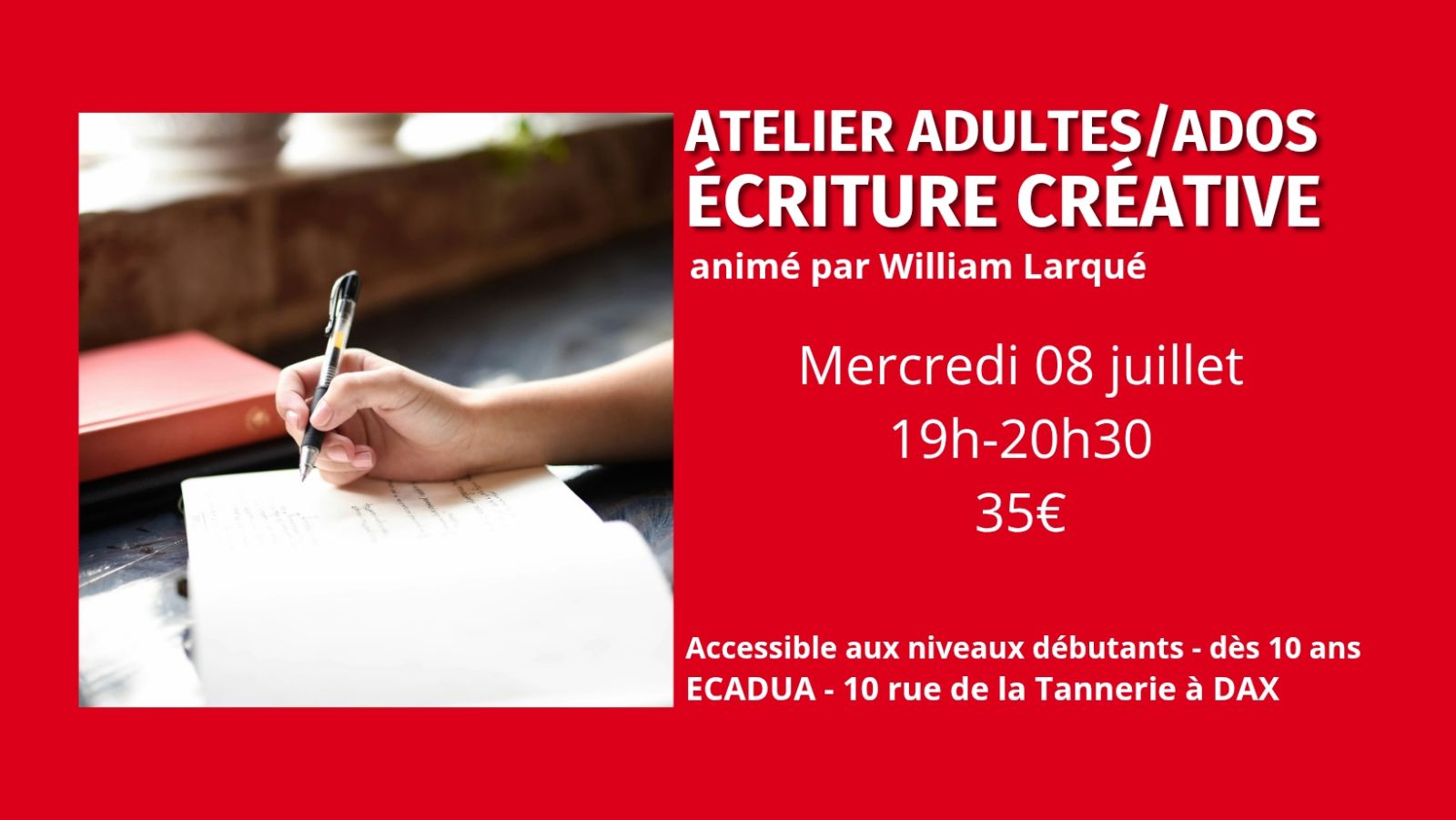 Atelier d'écriture créative / Adultes et ados
