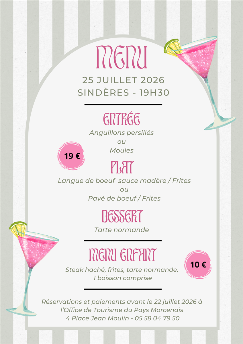 Fêtes locales - Sindères - RESERVEZ VOTRE REPAS !