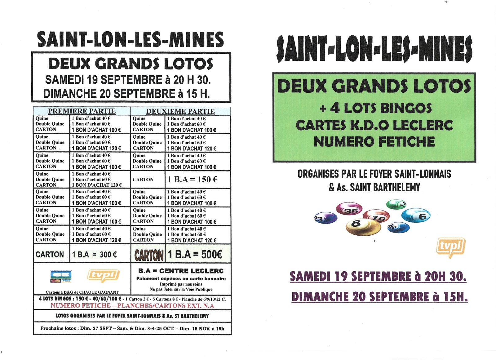 Deux grands lotos bingos avec fétiche
