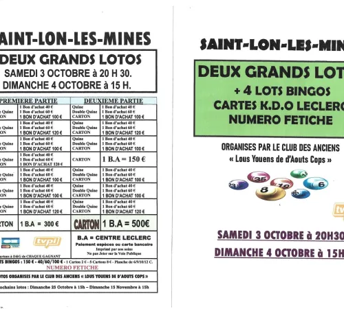 Deux grands lotos bingos avec fétiche