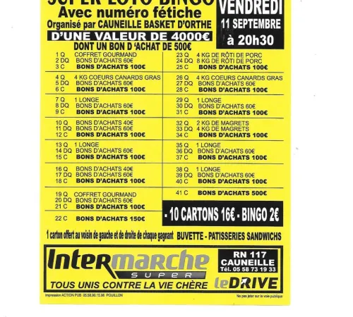 LOTO BINGO 20 h 30 avec n° fétiche
