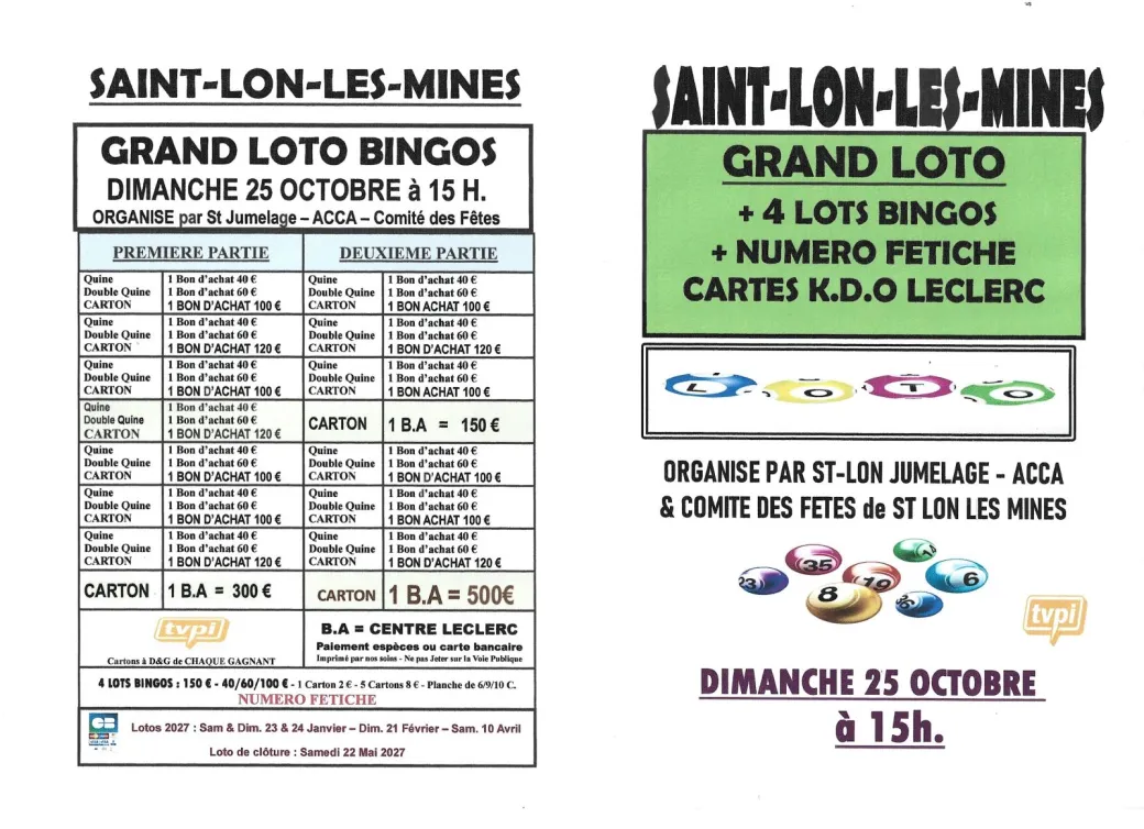 Grand loto avec bingo ...