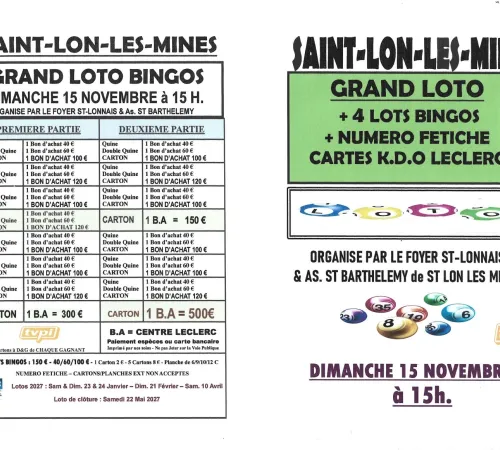 Grand loto avec bingos et fétiche