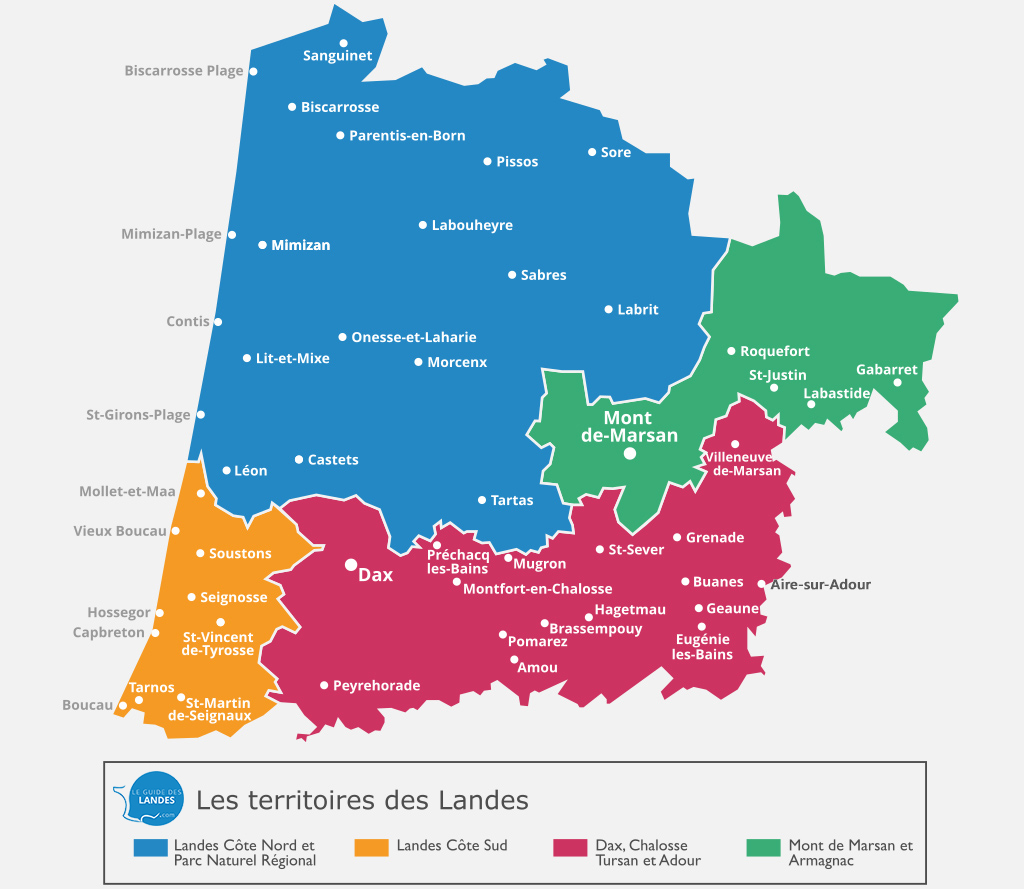 Les Landes, in 4 tourist territories